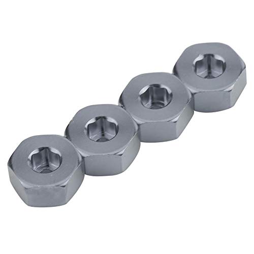 RC Car Hex Hub Adapter, 4 Pcs Aluminium Alloy 6mm to 12mm Wheel Hex Hub Adapter for WPL 1634 RC Truck RC Spare Part Accessory (Gray)