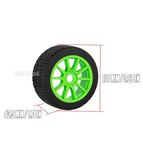 RC Highway Tires Wheel for 1/8 Typhon 6s BLX,1/7 Infraction 6S BLX/Limitless,RC Drift Off Road Buggy Rally Truck Wheels and Tires,4PCS RC High Speed Wheel Highway Rubber Tires,Green - color: Green - (4pcs High Speed Wheel)