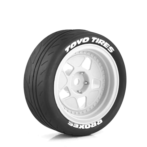 1/10 Rally Racing Tire OD 2.68'' and Wheels 12mm Hex RC On Road Tyres for 1:10 Scale Touring Street Drift Car Tamiya TT01 TT02 XV01 TA06 A959 PTG2 HPI KYOSHO HSP PTG2 Traxxas 4PCS (Brown)