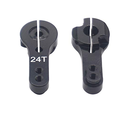 5Pack Share Goo Aluminum 24T Servo Horn M3 Threads Motors Steering Arm Compatible with Hitec Servo Motor RC Car Truck Buggy Airplane (Black) - color: Black