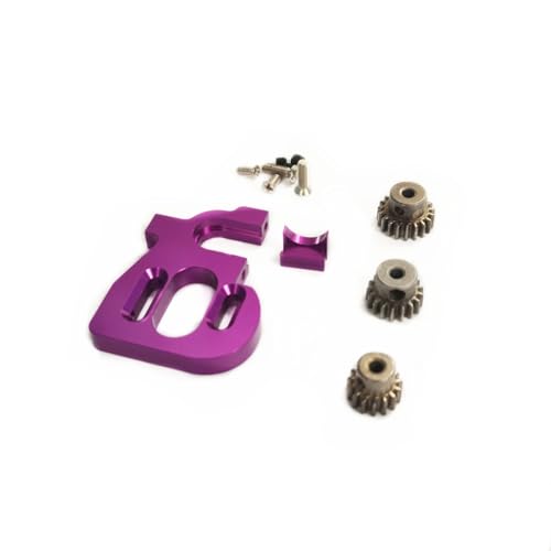 Rc Upgrade Spare For Wltoys 144010 124017 124016 Rc Car Adjustable Motor Bracket Mount With 15T 17T 19T Gears Pinions Set Upgrade Parts Accessories(Purple) - color: Purple