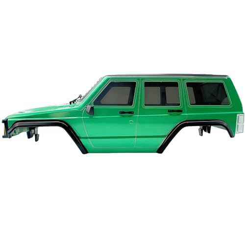 6.10in Wheelbase ABS Hardtop Cherokee Body for TRX4M Bronco Defender Chassis, 1/18 RC Crawler Body Shell with Front & Rear Bumpers (Green) - color: Green