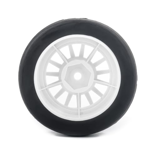 4PCS 1/10 RC Rally Tires & Rims, 58x22mm 12mm Hex Wheel Set, Fits for MJX 14303 14304 1/14 Scale On-Road Car W310 (White) - color: White