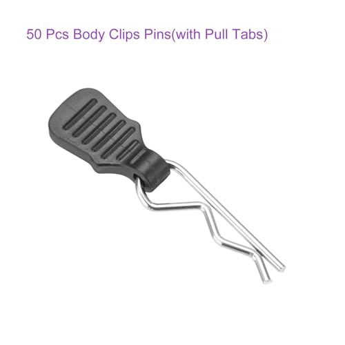 DMiotech 50Pcs Body Clips Pins with Pull Tabs, Silvery Universal RC Cars Parts Shell Replacement Parts for 1/8 1/10 Scale RC Car