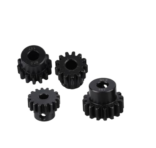 Hardened Steel Upgrade Pinion Gear Set: 13T 14T 15T 16T fit 5mm RC Motor Shaft (Work with Steel Spur Gears) for RC Vehicles, Set of 4