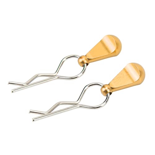 Alomejor 1/10 Body Clips Pull Tabs, RC Car Body Clips Pull Tabs Easy Installation High Strength Metal for 1/8 Remote Control Car (Gold)