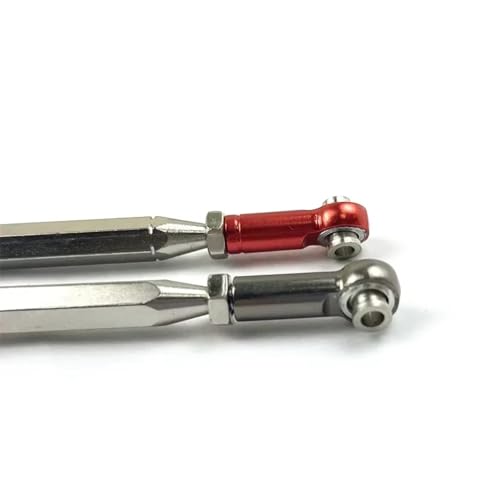 for MN D90 D99 for MN-90 FJ-45 1/12 RC Car Crawler Metal Adjustable Steering Linkage Servo Link Pull Rod Turnbuckle RC Car Repair Kit(Red) - size: Red