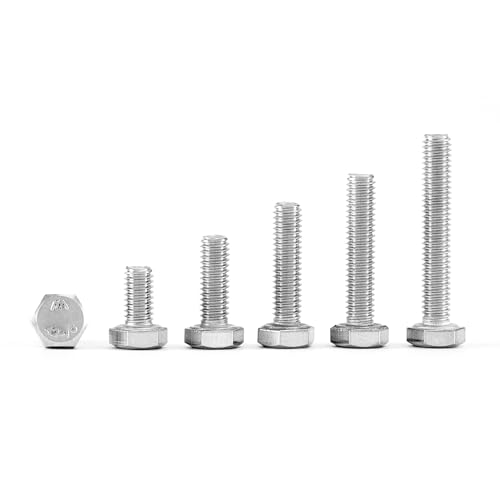 M4 x 8mm 12mm 16mm 20mm 25mm Heavy Duty Hexagon Bolts Hex Head Screws, 304 Stainless Steel, Metric Machine Fully Threaded, Bright Finish, Assortment Kit 100PCS - size: M4 x 8/12/16/20/25mm (100PCS)