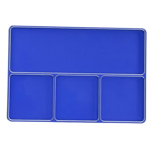 POCREATION RC Screw Tray Aluminum Alloy Magnetic Parts Organizer with 4 Grids 128 X 90 X 9.5 Mm for RC Car Plane Helicopter Boat Repair Workbench Use (Blue) - color: Blue