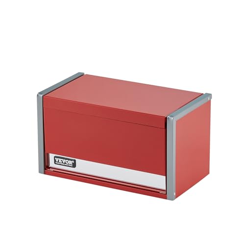 VEVOR Metal Tool Box, 8.6-inch, Portable Metal Tool Box with 3 Drawers, Small Tool Chest with EVA Liners and PP Feet Pads, Heavy-Duty Steel With Ball Bearing Opening and Powder Coated Finish, Red - size: 3 Drawers-Red