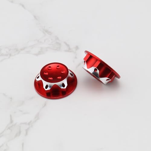 4Pcs RC Car 17mm Hex Wheel Nut Anti-Dust Cover Nut Replacement Fit for 1/8 RC Car Model RC Off-Road Truck Compatible with Redcat Compatible with E-Revo, Red - color: Red