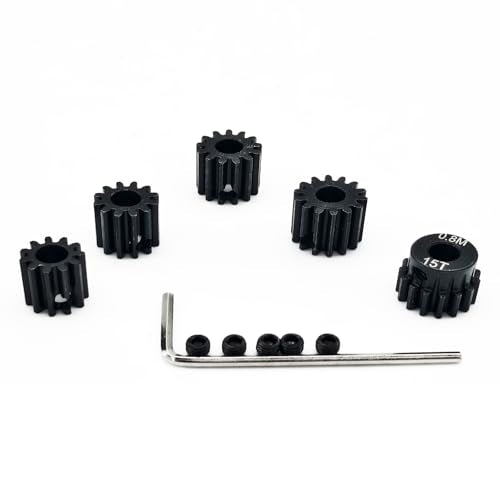 0.8M Hardened Steel Pinion Gear Set 1/8 inch 5mm Hole 11T 12T 13T 14T 15T with Hex Key for RC Brushless Brush Motor RC Car Upgrade - size: 11T 12T 13T 14T 15T