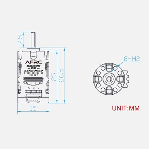 1525 3500KV Sensored Brushless Motor Shaft Diameter 2MM for 1/27 1/28 Mini RC Car (Black)