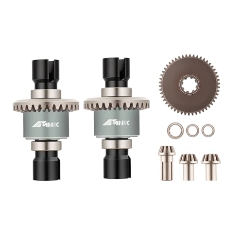 Alloy Front Rear Differential Diff & Spur Input Gear Kit for HyperGO 1/16 H16BM H16PL H16GT H16DR 16207 16208 16209 16210 1/14 H14BM 14209 14210 14301 14303 Upgrades Part Gray - color: Gray