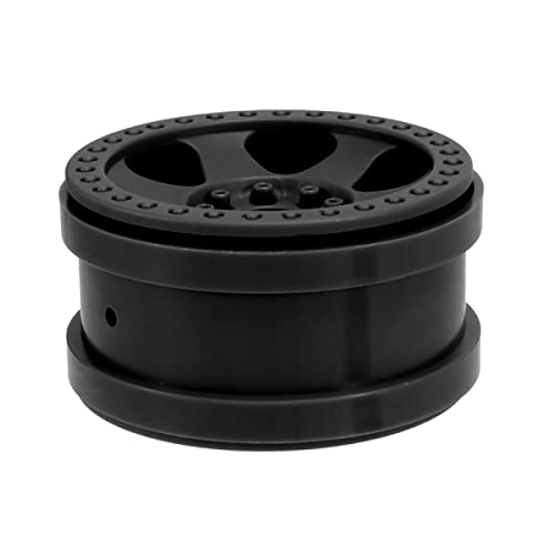 4PCS Plastic 2.2 Inch Beadlock Wheel Rim Wheel Hub 12mm Drive Hex Compatible with 1/10 RC Crawler Car for Axial SCX10 90046 TRX4 Wraith RR10 Capra (Black) - color: Black