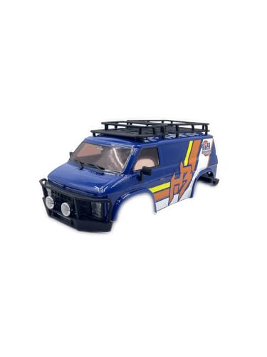 HOBBYPLUS Finished Polycarbonate Body for Rock Van V2 Blue - CR-18P EVO V2 Replacement Body Shell RC Crawler Pre-Painted Body