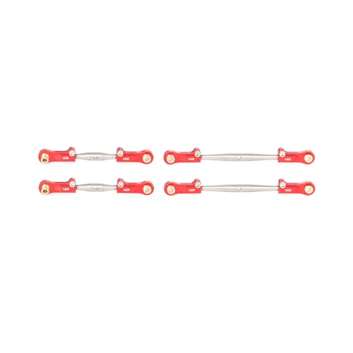 LCX Racing 1/10 RC Crawler Car Stainless Steel Suspension Front Steering Link Set Rear Link Set 4pcs for RC Truck Arrma Fury, Upgrades Parts Accessories (Red) - color: Red