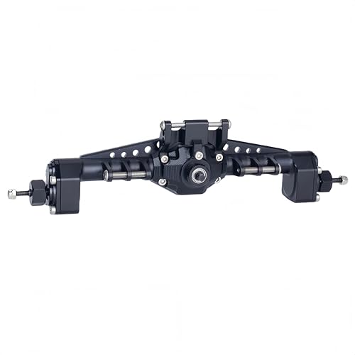 UTB18 CNC Aluminum Portal Axle Set — Complete Front & Rear Upgrade for Axial UTB18 Capra 1/18 RC Crawler, Total Weight 335g (Black) - color: Black