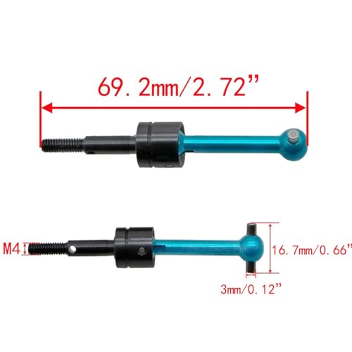 GoolRC 4PSC RC Drive Shaft, Tamiya Upgrades Drive Shaft Metal Universal CVD Drive Shaft Dogbone Joint Replacement for Tamiya TT01 TT02 1/10 Remote Control Car - color: Blue