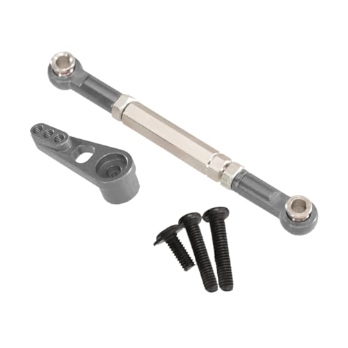 harayaa RC Car Steering Rod Adjustable Pull Rod Linkages Servo Linkage Rod Metal Front Rear Aluminum Alloy Upgrade Part for 1/10 RC Truck Accessories Suitable, Gray - color: Gray