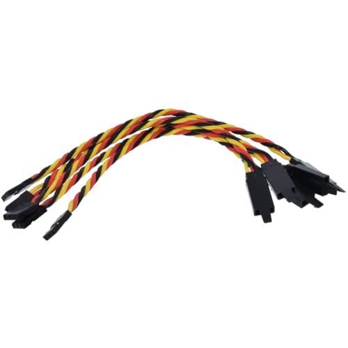 20awg Twisted Servo Extension Cable w/Safety Clip - 100 Strands for RC Vehicles, Drones, E-Bikes - 8 Lengths / 5 Wires per Pack (15CM / 6in) - style: 15CM / 6in