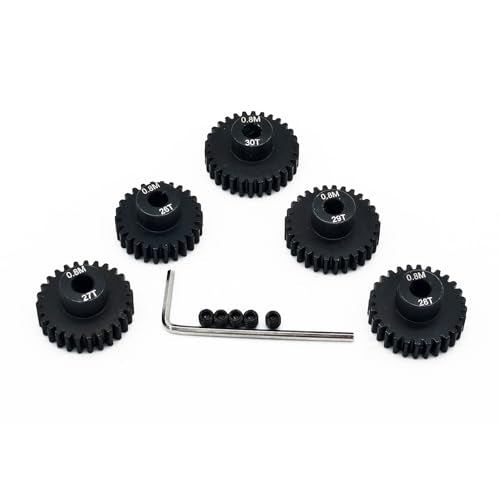 0.8M Hardened Steel Pinion Gear Set 1/8 inch 5mm Hole 26T 27T 28T 29T 30T | with Hex Key for RC Brushless Brush Motor RC Car Upgrade - size: 26T 27T 28T 29T 30T