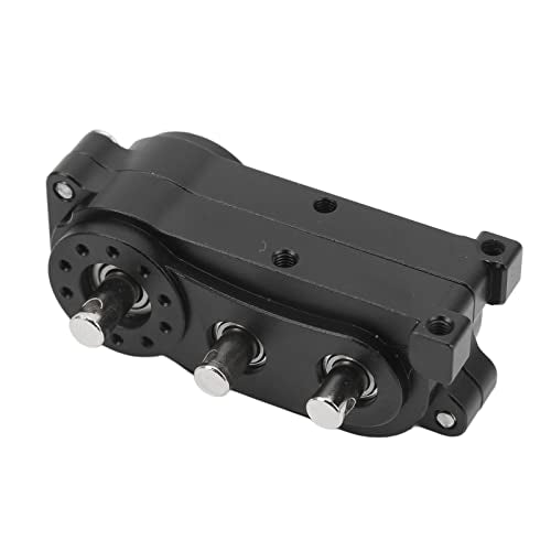 Luqeeg 2 Speed Gearbox Transfer, CNC Machined Aluminum Alloy Transmission for 1/10 RC Crawler Climber, Anodized Look Gearbox with Fine Workmanship for SCX10 313mm Wheelbase Frame (Black) - color: Black