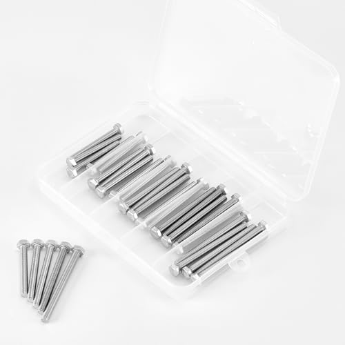 M5 x 40mm 45mm 50mm 55mm 60mm Heavy Duty Hexagon Bolts Hex Head Screws, 304 Stainless Steel, Metric Fully Thread, Machine, Bright Finish, Assortment Kit 30PCS - size: M5 x 40/45/50/55/60mm (30PCS)