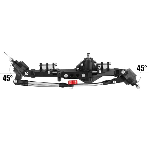 1/10 RC Crawler All Metal Front and Rear Portal Axle for Axial Capra 1.9 UTB Buggy F9 CNC Machined 7075 Aluminum Integrated (Black) - color: Black