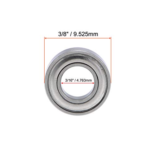 uxcell R166ZZ Deep Groove Ball Bearing 3/16-inchx3/8-inchx1/8-inch Shielded Z2 Lever Bearings 10pcs - size: 3/16"x3/8"x1/8"