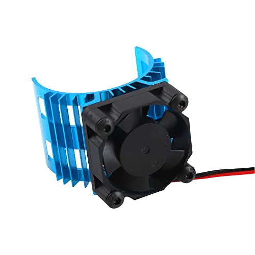 ShareGoo Alloy Heat Sink Heatsink with 5V Cooling Fan for 1/10 Car 540 550 3650 Size Brushless Engine Motor RC Car Truck Buggy Crawler,Blue
