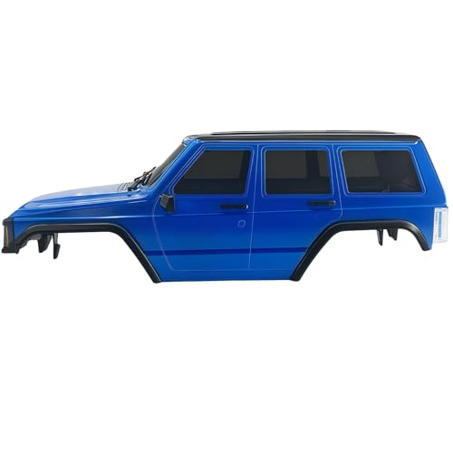 6.10in Wheelbase ABS Hardtop Cherokee Body for TRX4M Bronco Defender Chassis, 1/18 RC Crawler Body Shell with Front & Rear Bumpers (Blue) - color: Blue