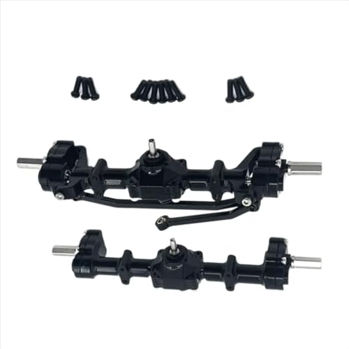 Rc Crawlers Axles Compatible With WPL C14 C24 C34 B14 B24 RC Car Upgrade Part Accessories Front Rear Portal Bridge Axle Differential Assembly Kit(Black) - color: Black