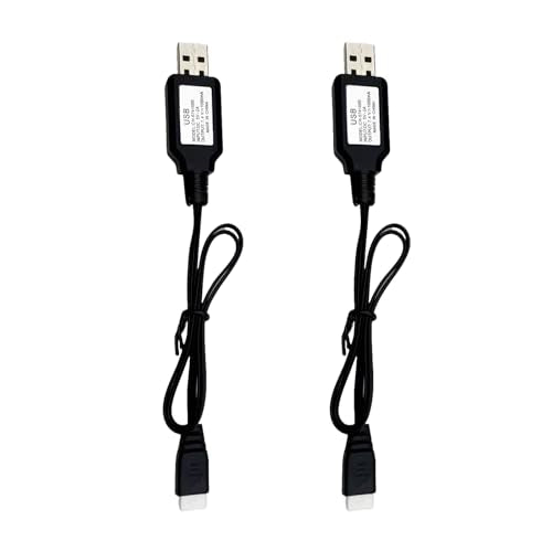 7.4V Battery Charger with XH-3P Plug for SCX24 Truck RC Car, Rock Crawler, Orbee Gun, Gel Blaster, Splatter Ball Gun USB Charger Cable (2 Pack)