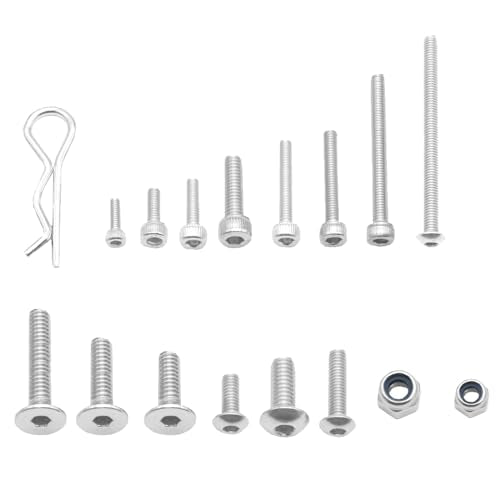 205PCS ShareGoo Stainless Steel M3 M4 Screws,Wheel Hexagon Nut, R Pin RC Screw Kit Compatible with Axial RC4WD Traxxas Slash 4x4 Short Truck Off-Road RC Car Truck
