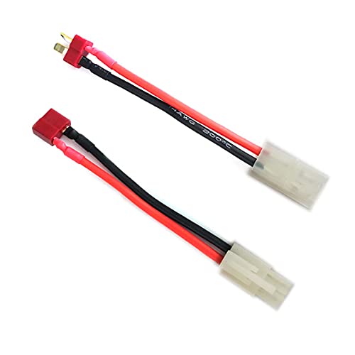 DEVMO 2 Pairs 14AWG Ta-Miya Style Connector to D-eans T Style Plug Cable Adapter Connector Compatible with RC ESC Speed Controller Lipo/NiMH Battery Charging