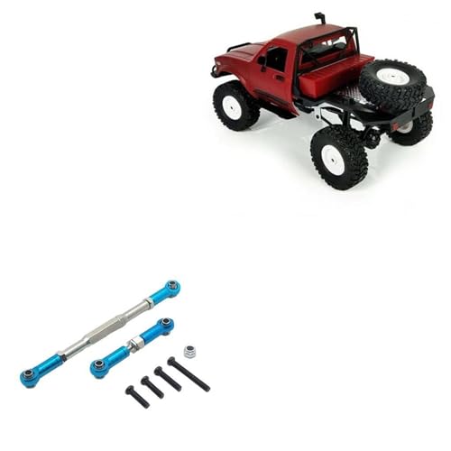 Front Rear Drive Shaft for WPL C14 B1 B14 B16 B24 B26 Steering Tie Rod Set for 1/16 rc Car Crawler Part 2pcs Metal Linkage Servo Link(Blue) - color: Blue