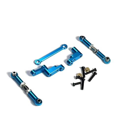 RC Car Accessories Compatible with MJX for Hyper for Go 16207 16208 16209 16210 H16 H16BM 1/16 RC Car Metal Parts Steering Tie Rod Assembly(Blue) - color: Blue