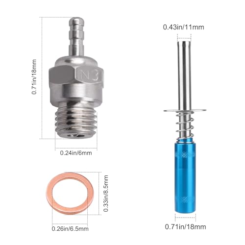Hobbypark RC Igniter & Hot Glow Plugs No.3 N3 Replace OS 8 Super Duty Spark Engine Parts for Traxxas Redcat RC Nitro Car Truck Off Road Buggy (Igniter+N3 Glow Plug)