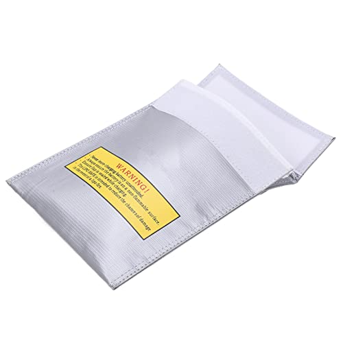 Alomejor RC Lipo Battery Bag Fire Storage for Charging Compatible with Various Aircraft Batteries 18x23cm (Silver) - size: Silver