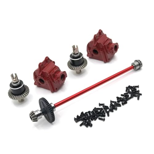 for Wltoys 144010 144001 144002 Remote Control Parts Upgrade Metal Center Drive Shaft Assembly Gearbox Differential Kit RC Car Repair Kit(Red) - color: Red