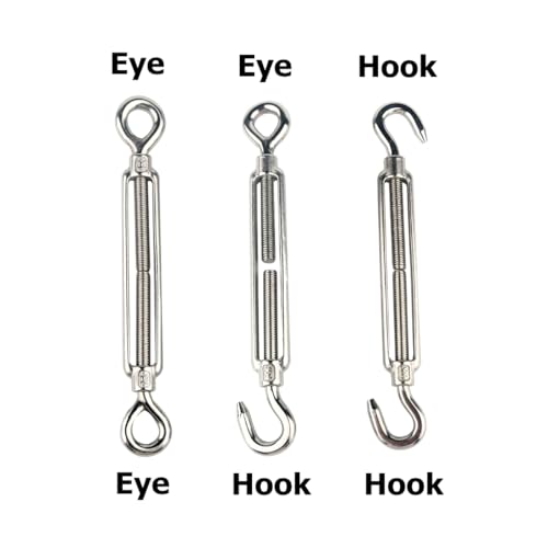 10Pcs M6 Hook & Hook Turnbuckle Heavy Duty Tensioner Adjustable Shade Sail Hardware for Tightening Up Metal Cable Wire 1/4" - style: M6 Hook & Hook
