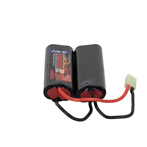 Tenergy Airsoft Battery 9.6V NiMH Nunchuck Battery with Mini Tamiya Connector High Capacity 2000mAh Battery Pack for Airsoft Guns - color: Battery