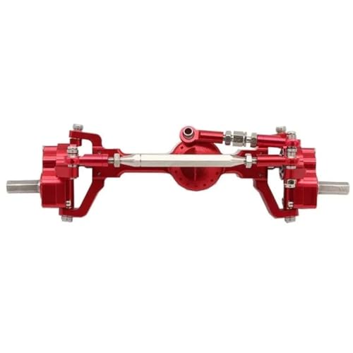 CNC Metal Front and Rear Portal Axle Assembly with Steel Gears for MN99S D90 D91 MN98 MN45 FJ45 1/12 RC Crawler Car Upgrades Parts (Red Front) - color: Red Front