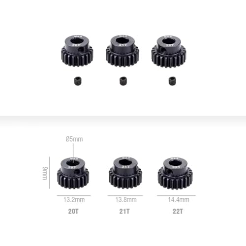 Compatible with 1/8 RC Car Brushless Motor 3PCS M0.6 5Mm Metal Pinion Motor Gear Set RC Assortment