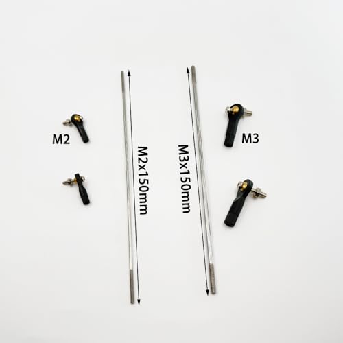 2PCS RC Toy Push Rod Adjustable Tie Rods Ball Head Joint Servo Linkage Link Rod for RC Airplane Helicopter Car Boat DIY Model Toy Parts (M2x150mm/M3x150mm) - style: M2x150mm/M3x150mm