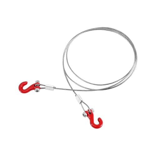 INJORA Metal Tow Rope with Hook for 1/24 1/18 RC Crawlers, 2PCS