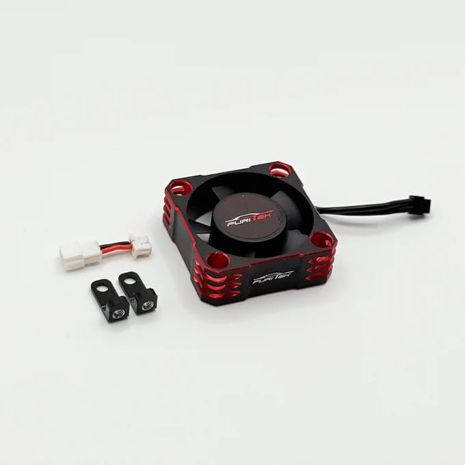 Furitek AeroSpin 30K Aluminum Fan Kit for SlideTech ESC – Remote Control Car, RC Car Electronic Accessory, RC Car ESC Cooling Fan (Black Red (FUR-2674)) - color: Black Red (FUR-2674)