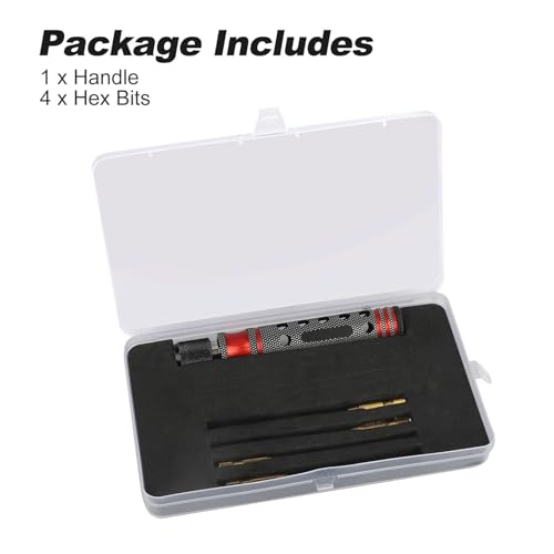 1/4" Drive RC Hex Driver Bit Set, 1.5mm 2.0mm 2.5mm 3.0mm Hex Allen Wrench Drill Bits Screwdriver for RC Repair