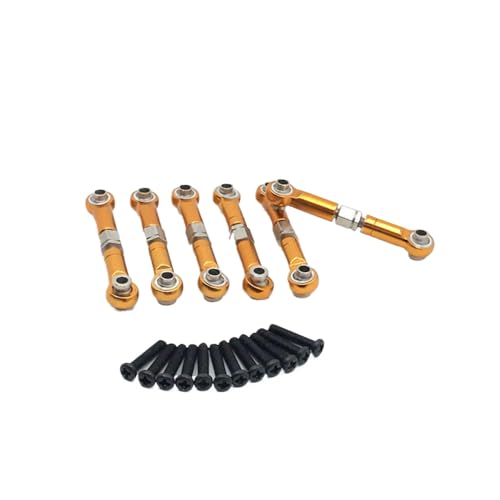 6pcs Metal Link Rod Tie Rod Linkage 1 18 RC Car Upgrade Parts Accessories Compatible with RC Car Models(Yellow) - color: Yellow